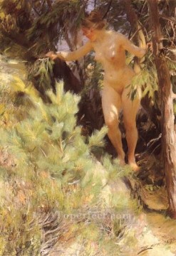 Desnudo bajo un abeto, el pintor sueco Anders Zorn Pinturas al óleo